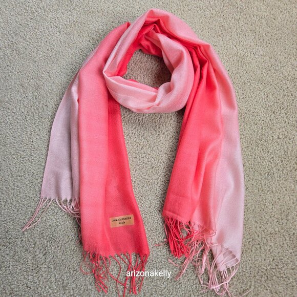 NWOT Cashmina Scarf Gradient Pink Ombre Italy - Picture 2 of 10